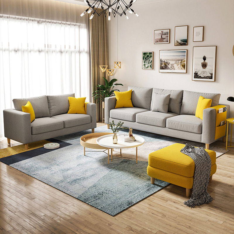 北欧简约现代布艺沙发客厅出租房小户型三人小型简易贵妃乳胶沙发