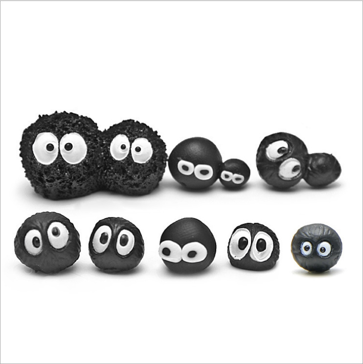 黑煤球黑炭灰尘精灵黑煤炭龙猫苔藓微景观装饰摆件摆件diy材料