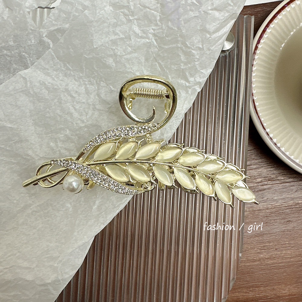 Elegant Golden Wheat Grip Large Hair Clip Chinese Style Elegant Hairpin Back Head High-Grade Ancient Style Shark Clip
