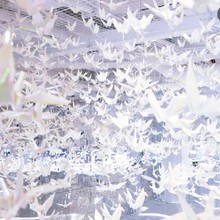 室外防水千纸鹤挂件穿线千纸鹤一串10只一串一只珠光白千纸鹤成品