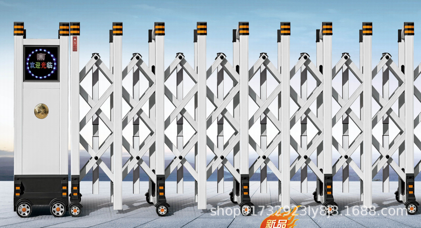 304不锈钢电动伸缩门学校家用自动工厂铝合金无轨平移收缩大门