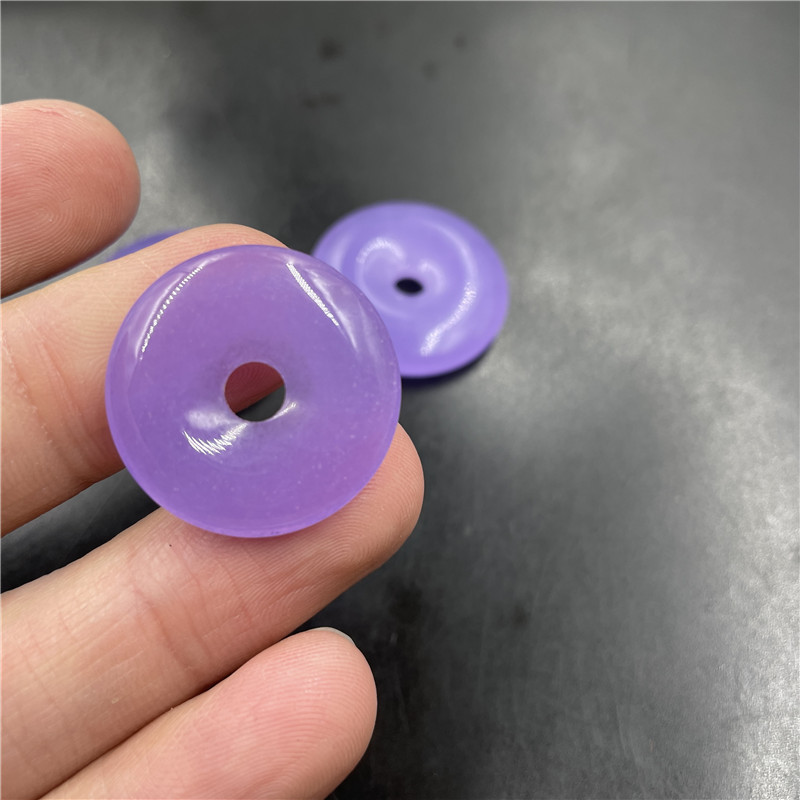 平价玉器 紫罗兰翠玉平安扣吊坠 紫色玉石挂件 玉坠