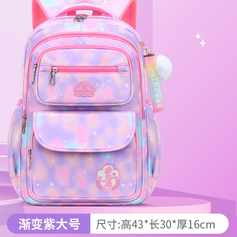 Factory One Piece Dropshipping Schoolbag Primary School Student Female Grade 1-3-6 Children's Schoolbag Wholesale Backpack Burden Reduction Spine Protection 2