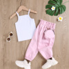 2022 summer A summer Children's clothing camisole pure cotton vest Elastic force Beam port trousers Two Children suit