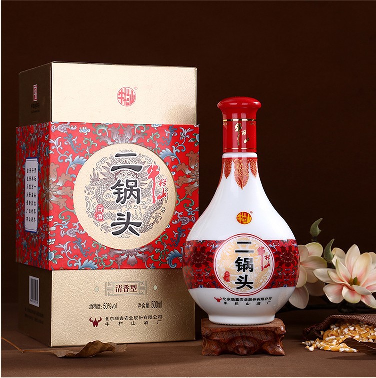 北京百年牛栏山二锅头红花瓷红瓷瓶50度500ml*6瓶整箱装白酒批发