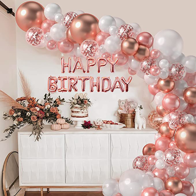 Amazon Birthday Party Rose Gold Balloon Chain Suit Cross-Border Combination Rubber Balloons Wedding Celebration Decoration Layout