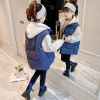 2021 winter new pattern girl cotton-padded jacket Autumn and winter thickening CUHK Korean Edition False two Hooded Mid length version cotton-padded clothes