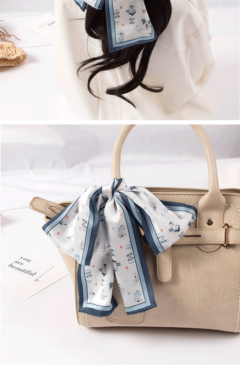 韩国百搭文艺细长条窄丝巾女围巾装饰小领巾腰带发带绑包丝带飘带