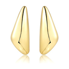 亚马逊新款 时尚百搭水滴耳环 高级感光面金色瓜子耳针饰品