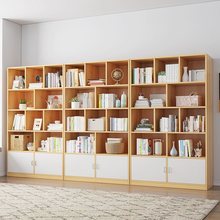 北欧书柜带柜门组合书架简易落地学生家用多功能靠墙多层收纳放书