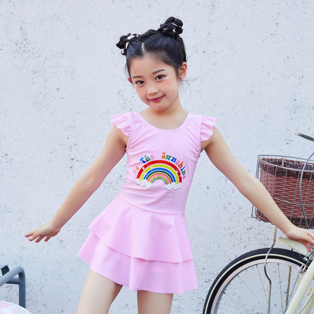 韩版新款儿童泳衣女童女孩宝宝连体可爱公主裙式游泳衣温泳装批发