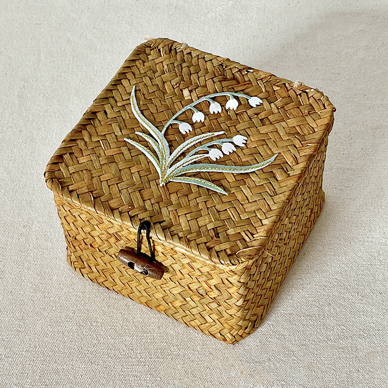 Chinese Style Woven Seaweed Hand Gift Box with Lid Wedding Wedding Bridesmaid Gift