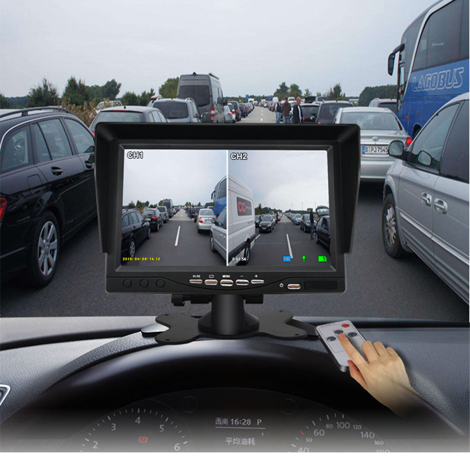 汽车2ch前后1080p大客车专用摄像头卡车dvr7寸显示器行车记录仪