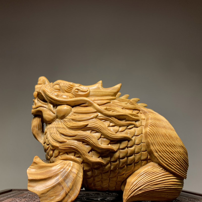 小叶紫檀木雕龙鱼摆件手把件家居客厅装饰品红木文玩工艺品送礼
