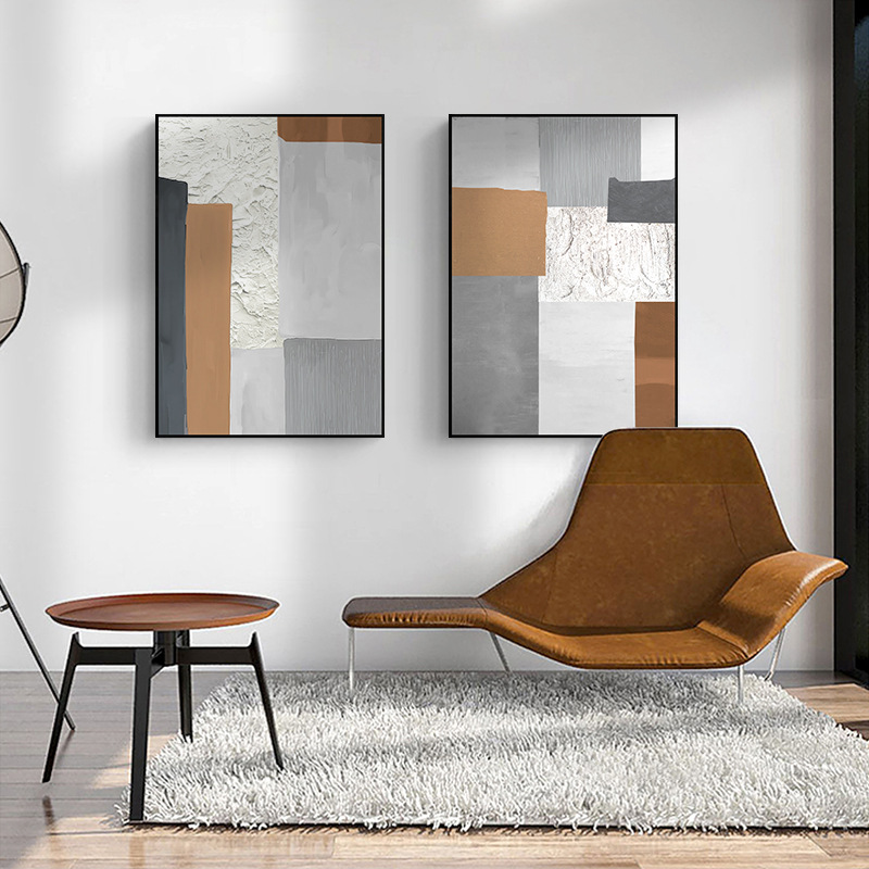 现代简约玄关装饰画抽象块面客厅休闲区挂画样板间艺术壁画