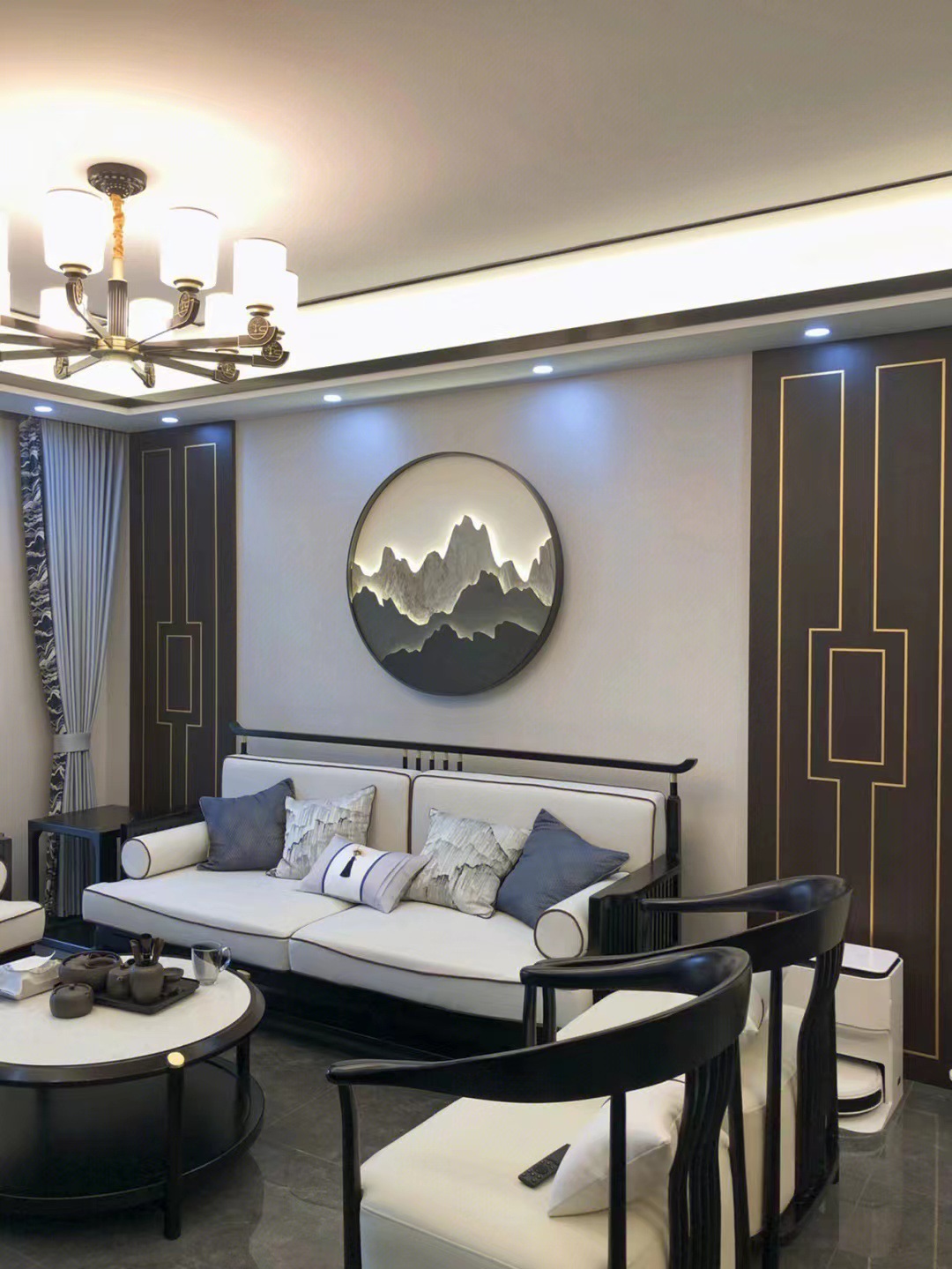 厂家直供烤漆实木护墙板 电视墙沙发背景墙全屋新中式风格