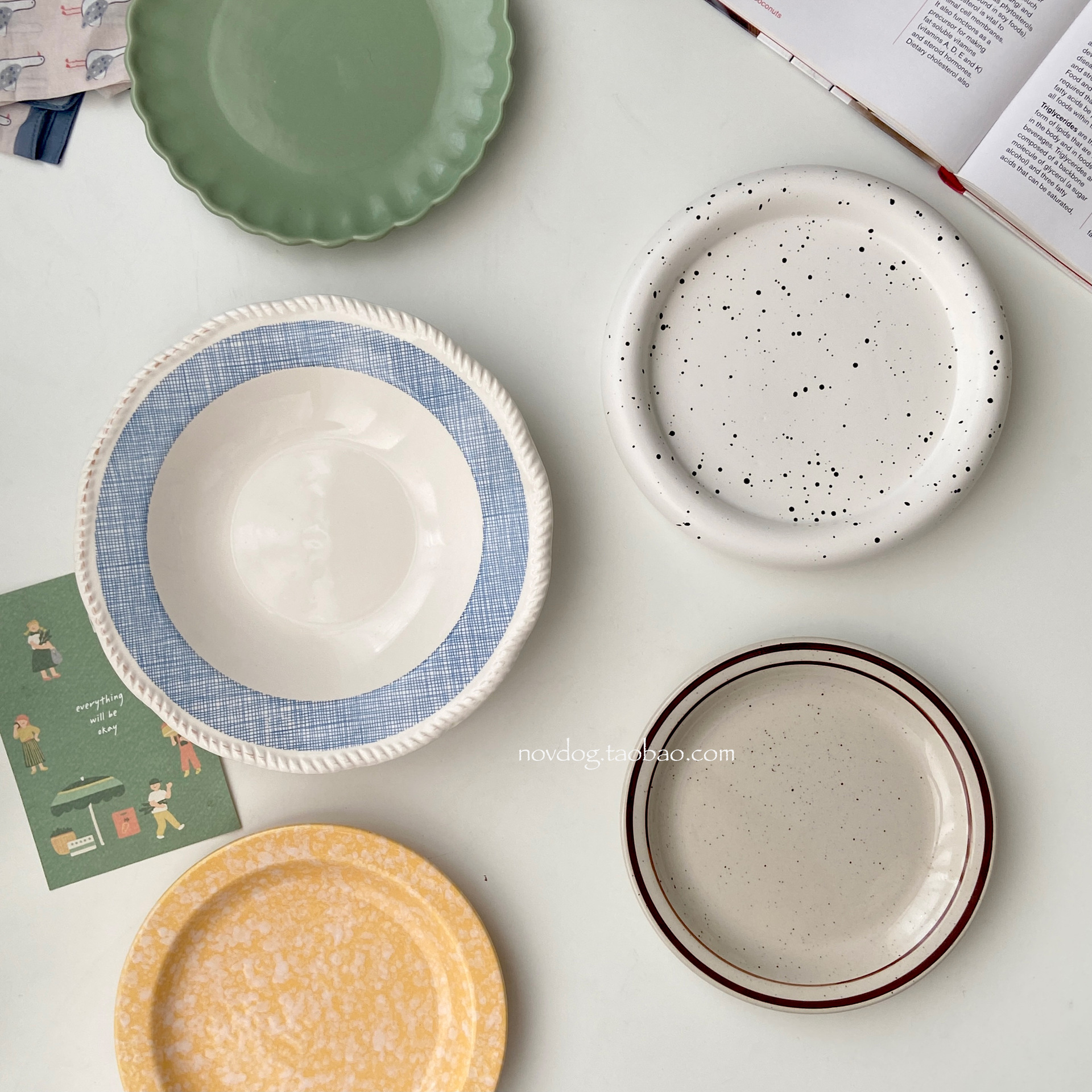 餐盘ins碟子盘子陶瓷餐具韩式色釉西餐盘日式可爱家用菜盘沙拉盘