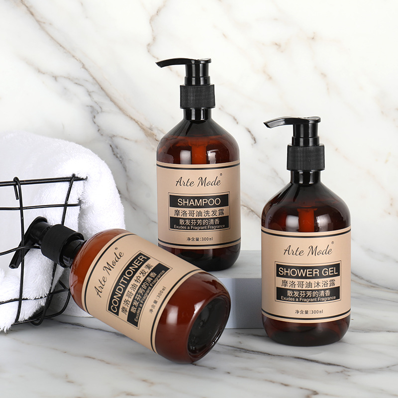 酒店一次性300ml摩洛哥洗发水一次性沐浴露洗漱用品酒店宾馆大瓶