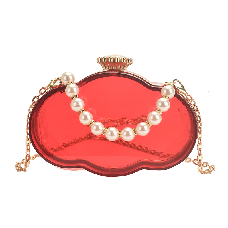 New Texture Trend Chain Crossbody Box Bag Summer Fashionable Retro Pearl Tote Stylish Bag Women