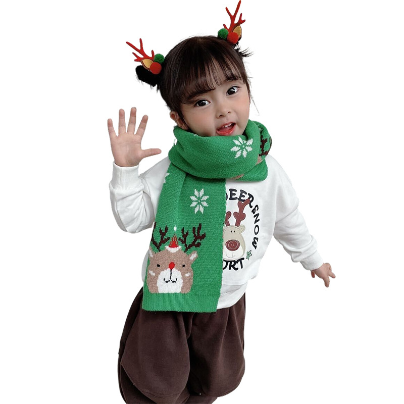 Christmas Gift Children's Scarf Boys and Girls Bandana Autumn and Winter Warm and Cute Bear Knitted Baby Bib Winter