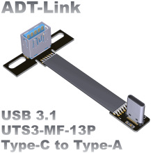 ADT-Link USB3.1扁平延长线 A母对C公type-c弯角 机箱内置线