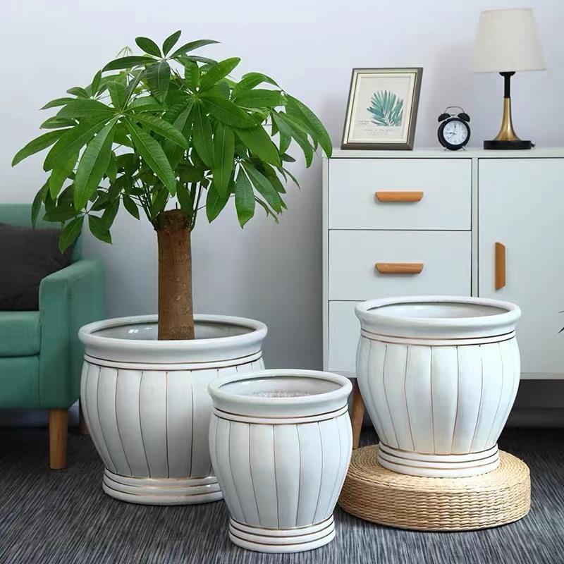 简约陶瓷花盆特大号口径落地花缸庭院阳台绿植种发财树幸福树
