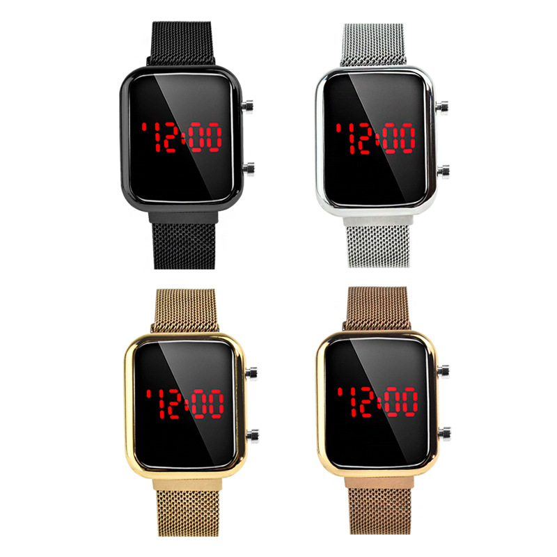 Foreign Trade New Milan Nice with LED Watch Square Alloy Fashion Electronic Watch Student Men and Women Electronic Watch