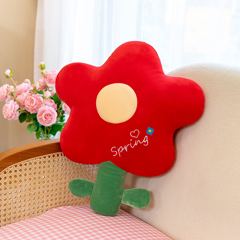 Creative Little Red Flower Pillow Girl Heart Tulip Pillow Soft Toy on Bed Sofa Cushion Doll Gift Lot