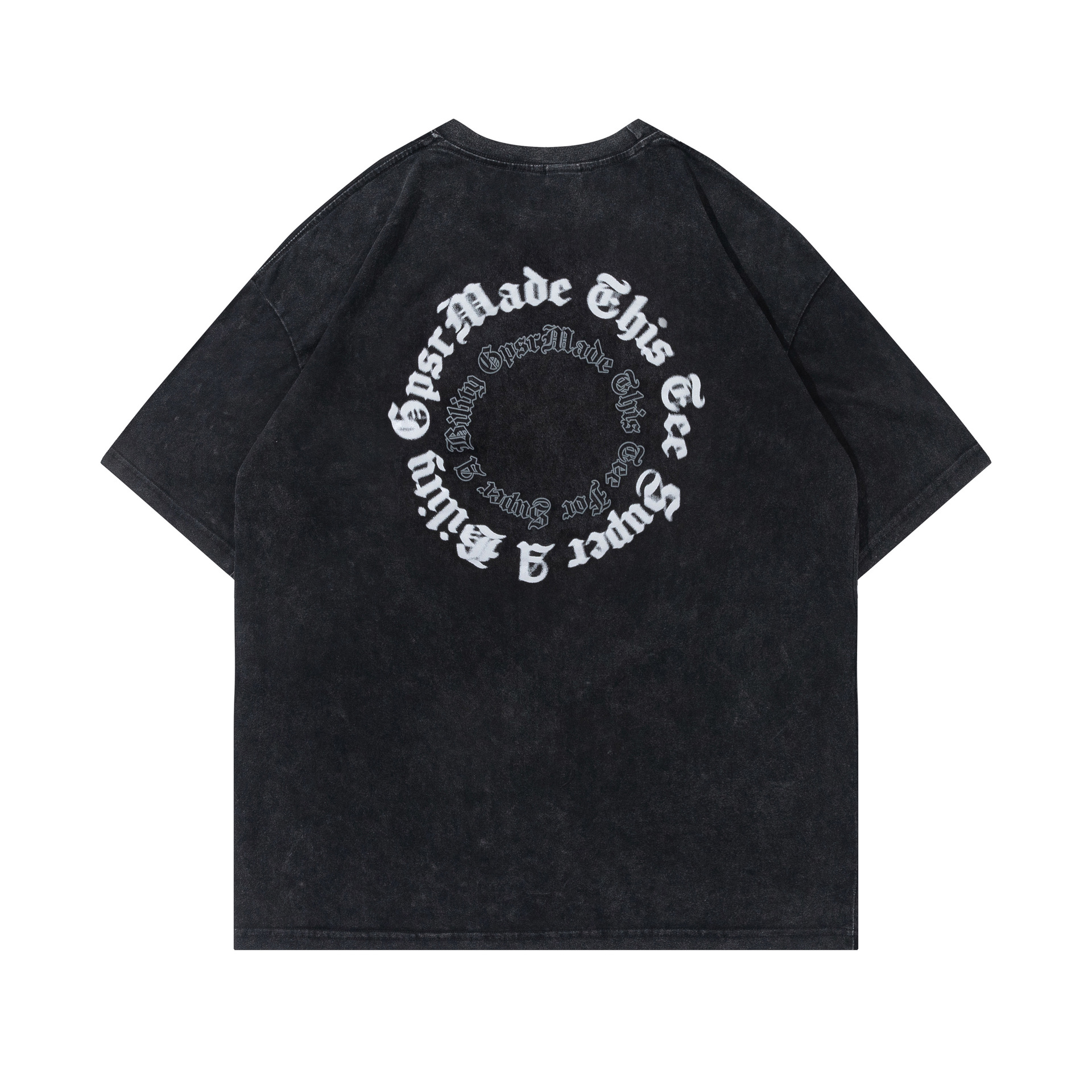 美式复古创意字母短袖t恤男女街头水洗做旧宽松oversize半袖上衣