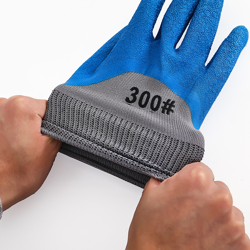 Non-Slip Wear-Resistant Latex Wrinkle Semi-Hanging Work Gloves 13-Pin Nylon Nitrile Nitrile Outdoor Safety Labor Gloves