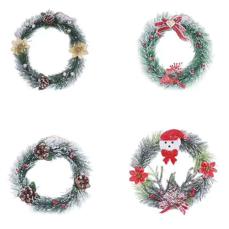 Christmas Garland Pendant 15/20/25cm Christmas Decorations Door Hanging Pendant Pvc Vine Ring Hotel Mall Layout