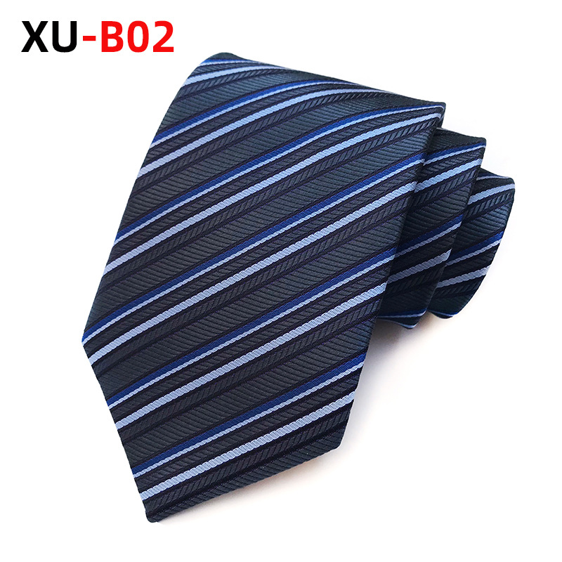 Factory Direct Supply in Stock 2023 New Polyester Jacquard 8cm Striped Tie Suit Tie