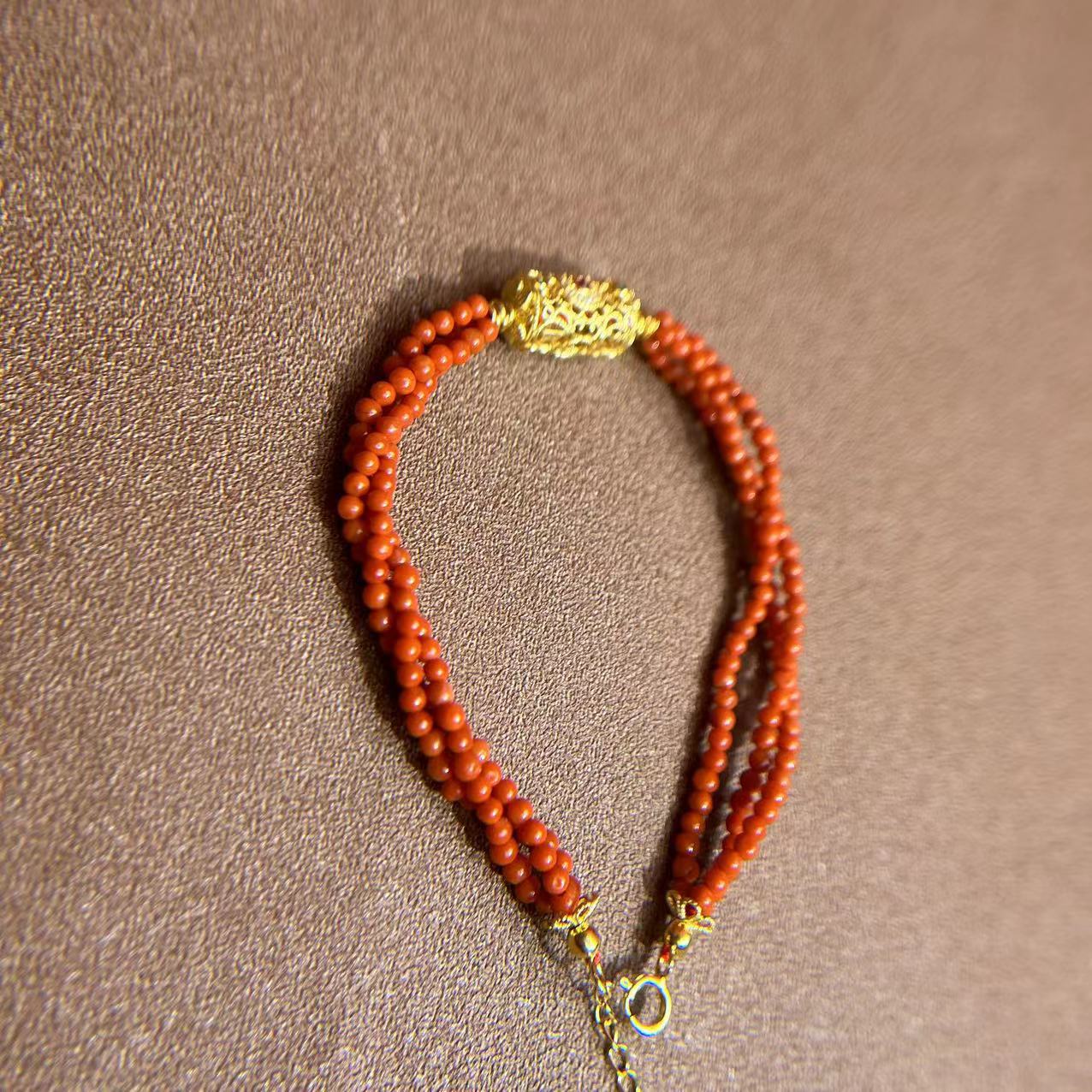 南红小米珠双层编织925银镀碧玺镂空路路通款手串diy中国风手链