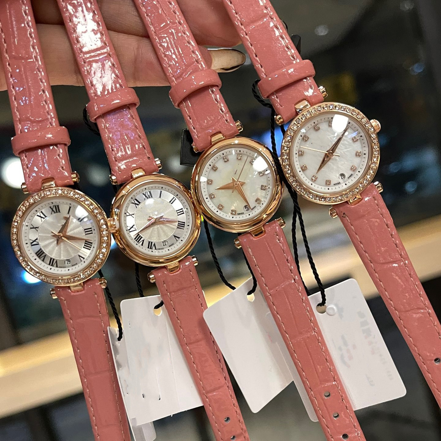 新款嘉丽小美人贝壳面镶钻罗马小表盘手表石英机芯小巧女士腕表