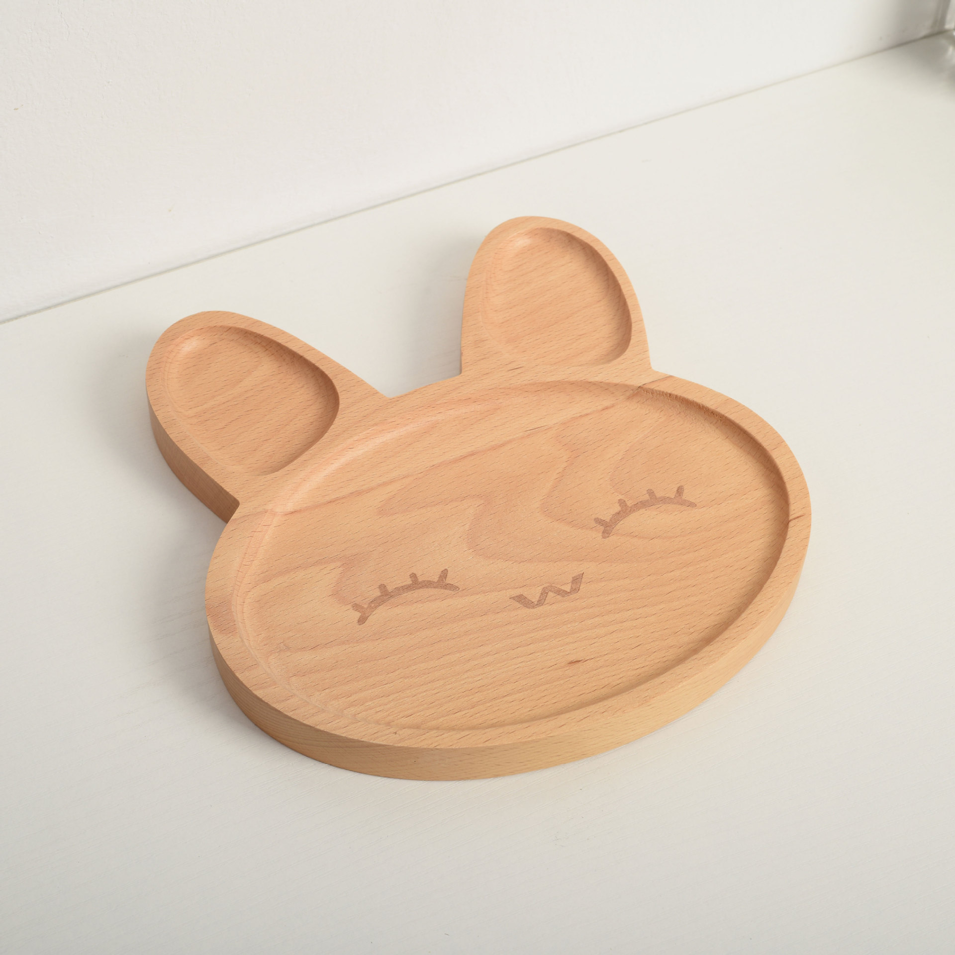 日式创意木质餐盘宝宝不规则卡通兔子披萨零食水果托盘可定制