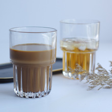 E0PB批发白屿 冰拿铁杯350ml玻璃杯ins风拉花冷萃咖啡杯透明杯子