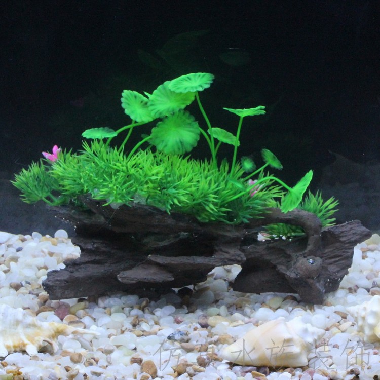 棉热卖箱造景沉木水草假草布景鱼缸装饰豆苗草塑料草