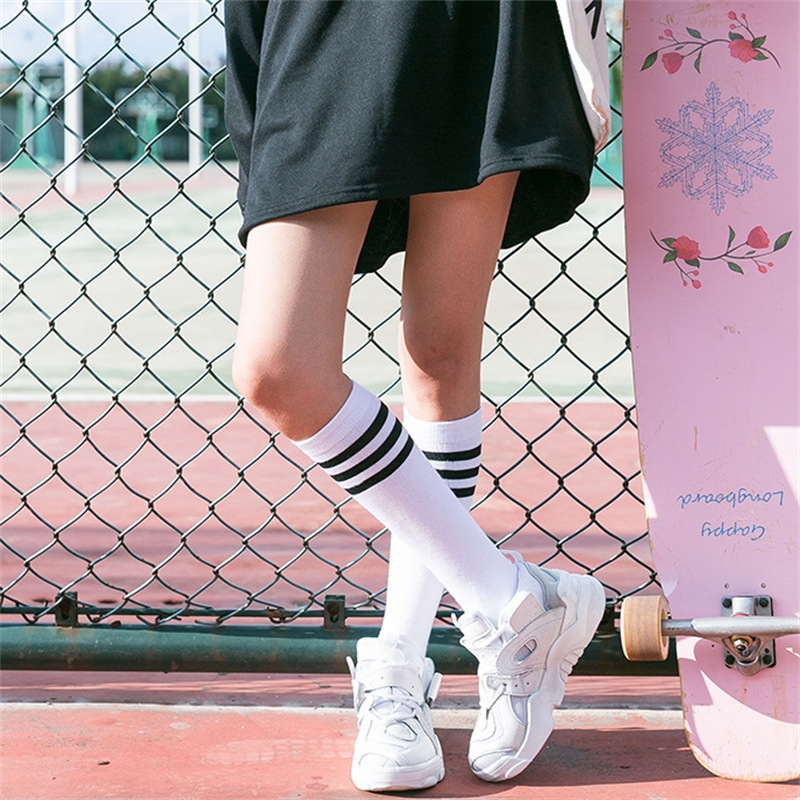 薄款韩版条纹童袜 中长袜 儿童袜子 学生舞蹈白袜-阿里巴巴