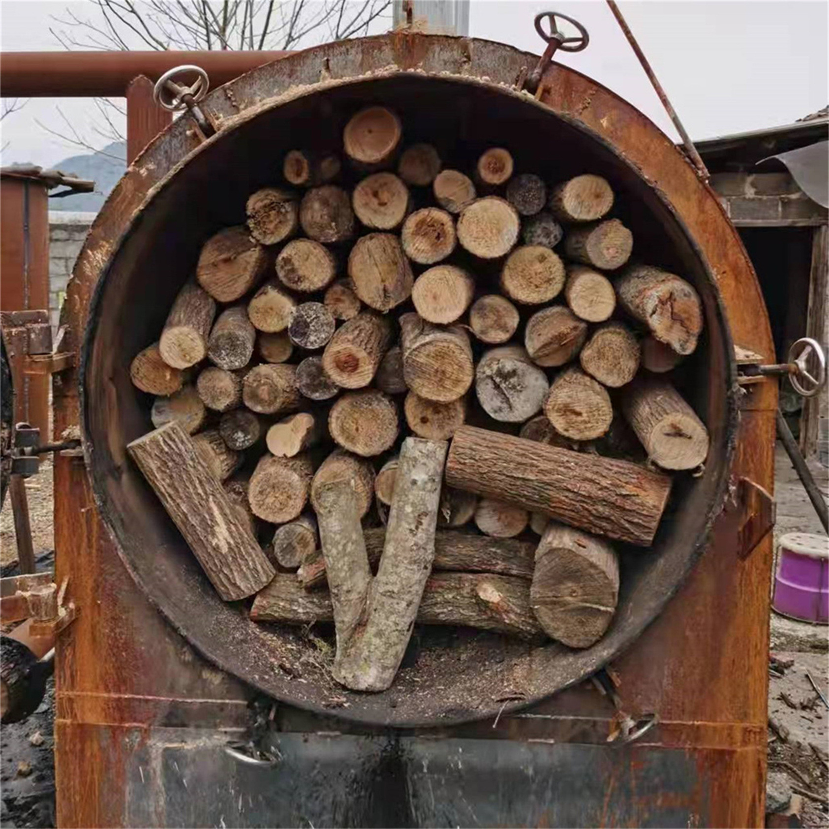 全套炭化设备自制木炭机机制全套大型原木材炭化炉机器新型碳化炉