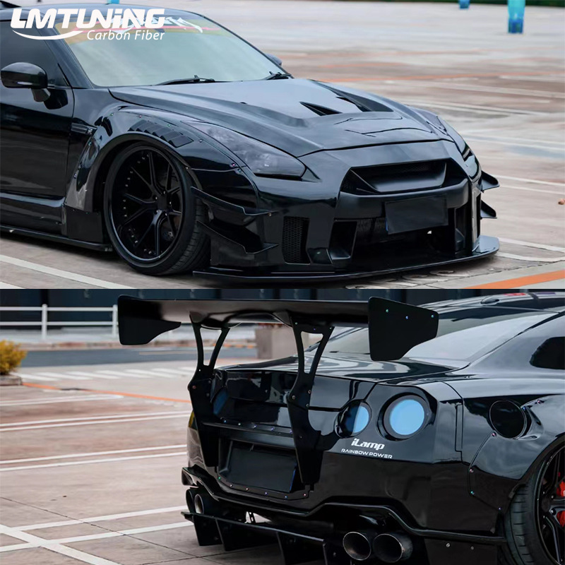 适用于日产尼桑gtr35改装lb2代宽体包围套件碳纤维前后唇轮眉宽体