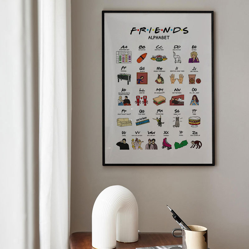 老友记 Friends 六人行影音房背景墙壁画美剧海报 墙贴装饰卧室