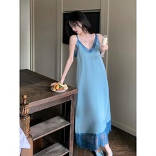 夏季新款字裙性感法式韩版气质吊带气质连衣裙深领睡衣裙子