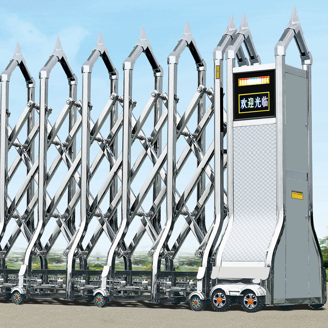 工厂定制不锈钢伸缩门加强抗风伸缩门 工业自动门 学校电动伸缩门