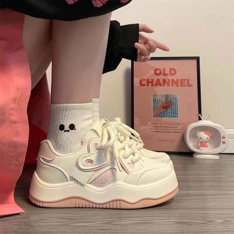 女鞋2024春秋新款单里百搭厚底小白鞋美式潮流休闲时尚鞋子女