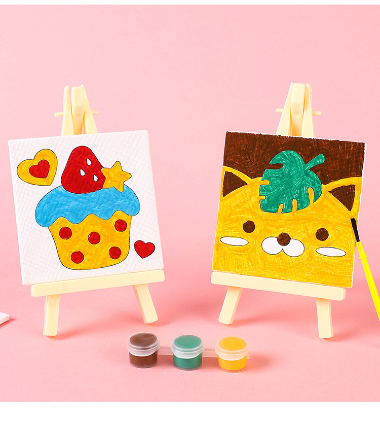 儿童diy画板创意迷你卡通油画板小学生奖品涂鸦手绘画板带支架