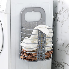 壁挂式可折叠浴室放衣服置物架洗澡洗衣机带提手脏衣篓收纳脏衣篮