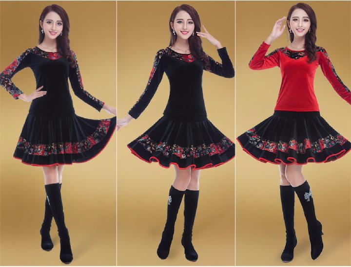 包邮2020广场舞服装秋冬季杨丽萍金丝绒加厚新款套装跳舞蹈衣服女