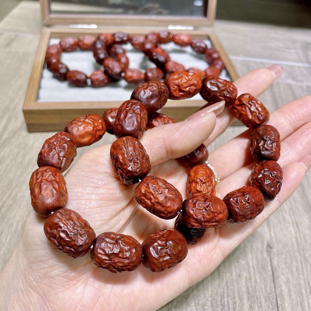 紫檀大枣单圈手链diy配件手工编织手绳项链文玩佛珠手串配饰品