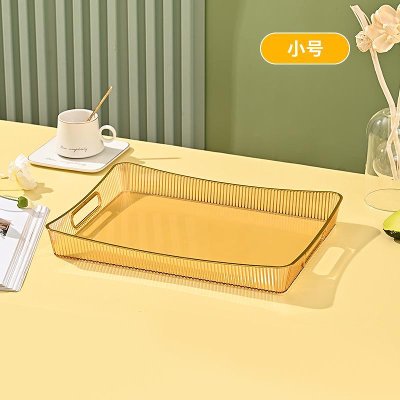 Light Luxury Tray Plastic Transparent Household Draining Teacup Water Cup Snack Tea Tray Rectangular Living Room Japanese Fruit Plate