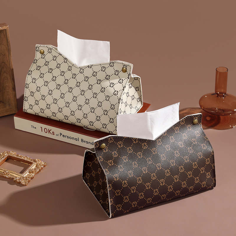 ins风皮革纸巾盒高档车载抽纸盒北欧轻奢纸巾收纳盒客厅卧室纸巾